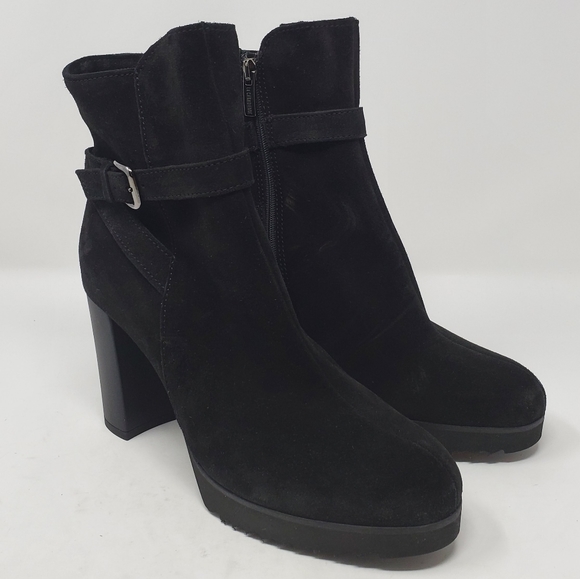 Black Suede Heeled Bootie Size 